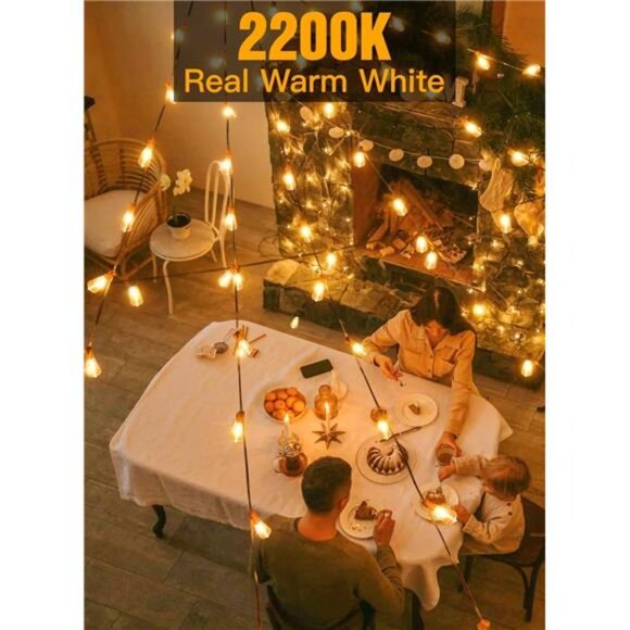 Outdoor String Lights 120FT with 60+2 Spare ST38 Vintage Bulbs, Shatterproof - Picture 5 of 7